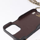 CHANEL iPhone Case Caviar Skin iPhone15 Pro Black Gold Tone CC Auth bs38010-17