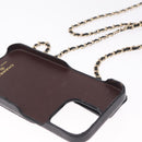 CHANEL iPhone Case Caviar Skin iPhone15 Pro Black Gold Tone CC Auth bs38010-18