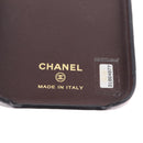 CHANEL iPhone Case Caviar Skin iPhone15 Pro Black Gold Tone CC Auth bs38010-19