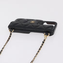 CHANEL iPhone Case Caviar Skin iPhone15 Pro Black Gold Tone CC Auth bs38010-6