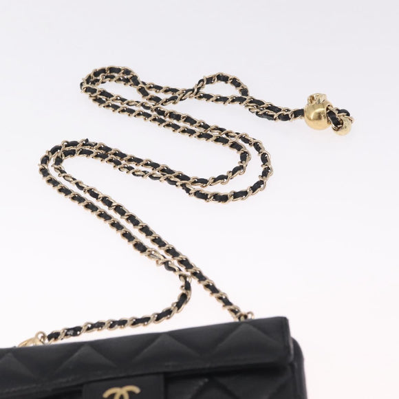 CHANEL iPhone Case Caviar Skin iPhone15 Pro Black Gold Tone CC Auth bs38010