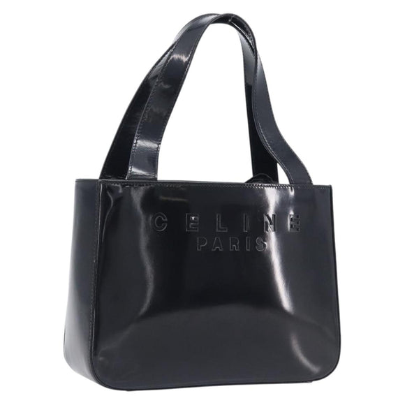 CELINE Hand Bag Patent Black Auth bs38013