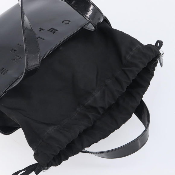 CELINE Hand Bag Patent Black Auth bs38013