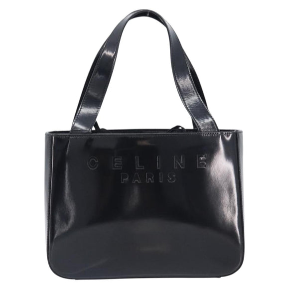 CELINE Hand Bag Patent Black Auth bs38013