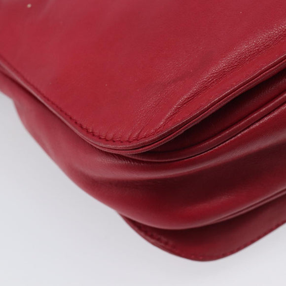 LOEWE Shoulder Bag Leather Red Gold Tone Auth bs38014
