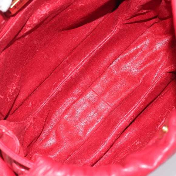 LOEWE Shoulder Bag Leather Red Gold Tone Auth bs38014