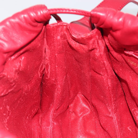 LOEWE Shoulder Bag Leather Red Gold Tone Auth bs38014
