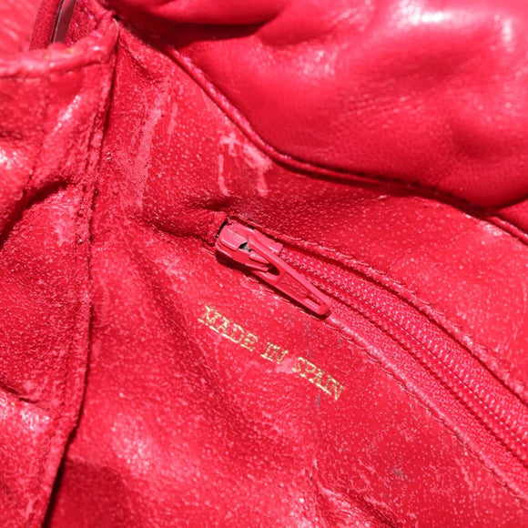 LOEWE Shoulder Bag Leather Red Gold Tone Auth bs38014