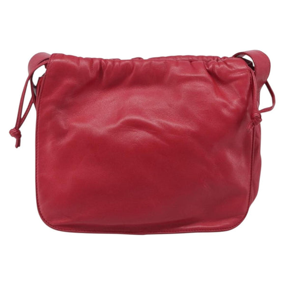 LOEWE Shoulder Bag Leather Red Gold Tone Auth bs38014