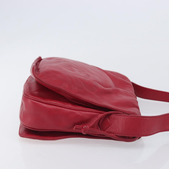 LOEWE Shoulder Bag Leather Red Gold Tone Auth bs38014