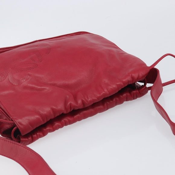 LOEWE Shoulder Bag Leather Red Gold Tone Auth bs38014
