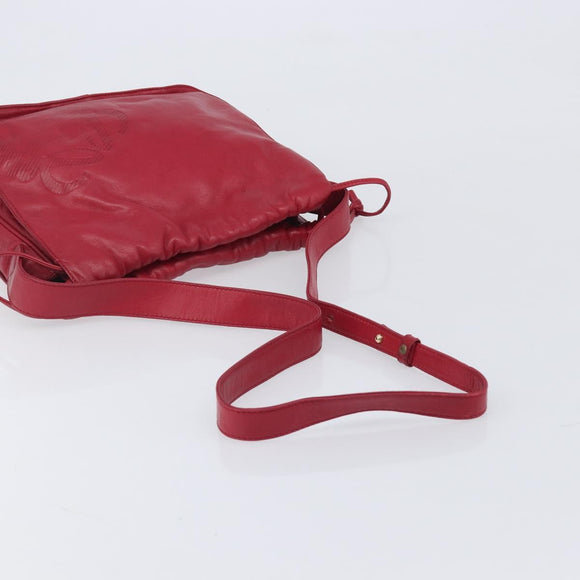 LOEWE Shoulder Bag Leather Red Gold Tone Auth bs38014