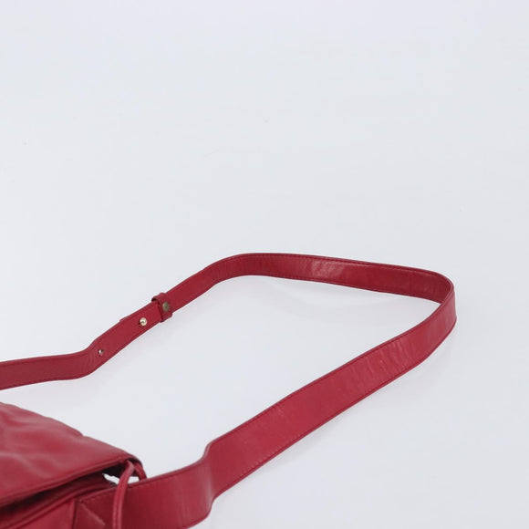 LOEWE Shoulder Bag Leather Red Gold Tone Auth bs38014