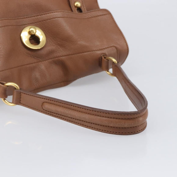 Saint Laurent Muse To Hand Bag Leather Brown Gold Tone 229680 Auth bs38016