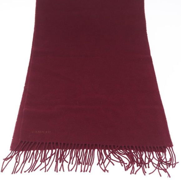 HERMES Scarf Cashmere Bordeaux Auth bs38022