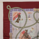HERMES Carre90 Scarf Silk Bordeaux Light Blue ""CHARREADA"" Auth bs38024-2