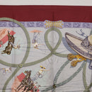 HERMES Carre90 Scarf Silk Bordeaux Light Blue ""CHARREADA"" Auth bs38024-3