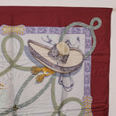 HERMES Carre90 Scarf Silk Bordeaux Light Blue ""CHARREADA"" Auth bs38024-4