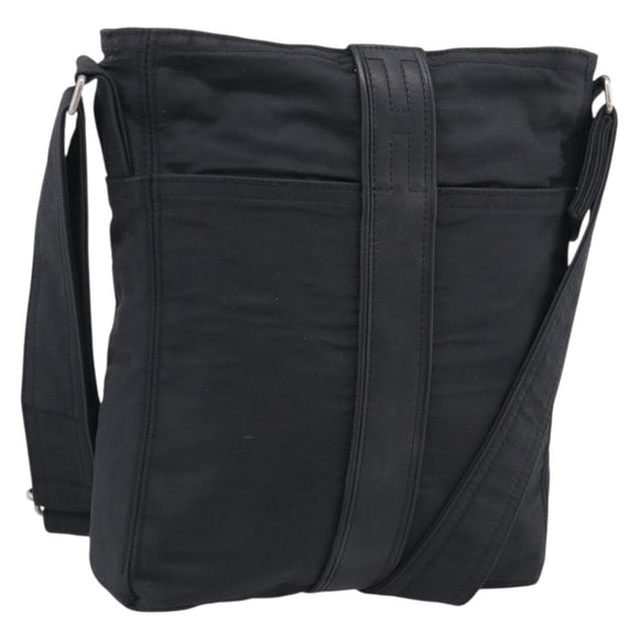 HERMES Akapu Luco Bandouliere MM Shoulder Bag Nylon Black Silver Auth bs38026