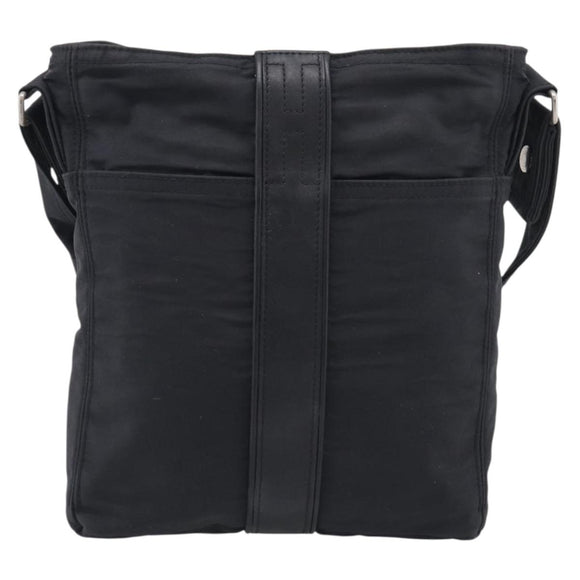 HERMES Akapu Luco Bandouliere MM Shoulder Bag Nylon Black Silver Auth bs38026