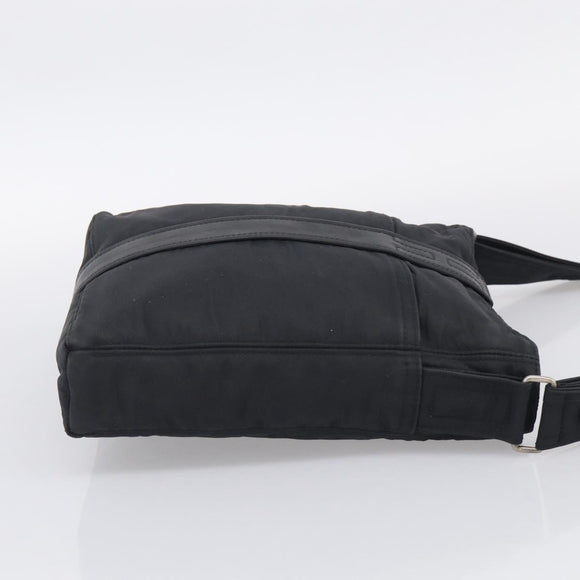 HERMES Akapu Luco Bandouliere MM Shoulder Bag Nylon Black Silver Auth bs38026