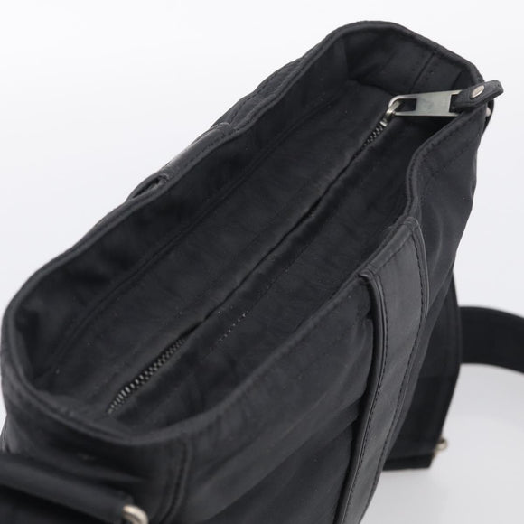 HERMES Akapu Luco Bandouliere MM Shoulder Bag Nylon Black Silver Auth bs38026