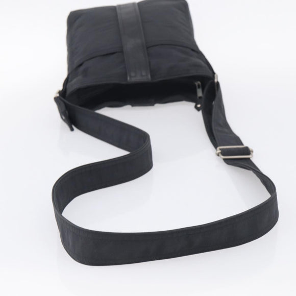 HERMES Akapu Luco Bandouliere MM Shoulder Bag Nylon Black Silver Auth bs38026