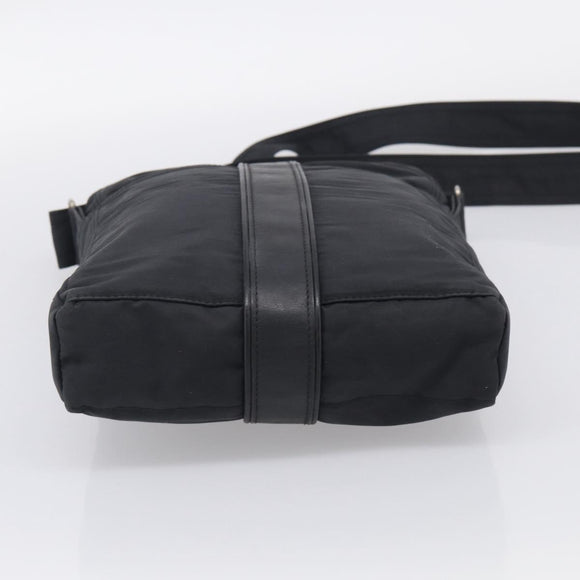 HERMES Akapu Luco Bandouliere MM Shoulder Bag Nylon Black Silver Auth bs38026