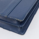 Gianni Versace Hand Bag Leather Blue Gold Auth bs38034-12