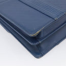 Gianni Versace Hand Bag Leather Blue Gold Auth bs38034-13