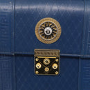 Gianni Versace Hand Bag Leather Blue Gold Auth bs38034-15