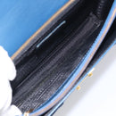 Gianni Versace Hand Bag Leather Blue Gold Auth bs38034-17