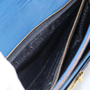 Gianni Versace Hand Bag Leather Blue Gold Auth bs38034-21