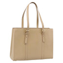 CELINE Tote Bag Leather Beige Gold Auth bs38036-1
