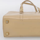 CELINE Tote Bag Leather Beige Gold Auth bs38036-10