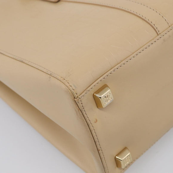 CELINE Tote Bag Leather Beige Gold Auth bs38036