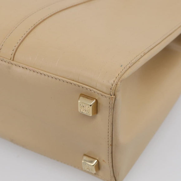CELINE Tote Bag Leather Beige Gold Auth bs38036