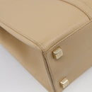 CELINE Tote Bag Leather Beige Gold Auth bs38036-14