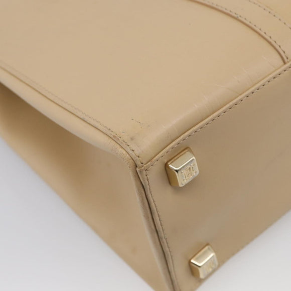CELINE Tote Bag Leather Beige Gold Auth bs38036