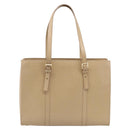 CELINE Tote Bag Leather Beige Gold Auth bs38036-2
