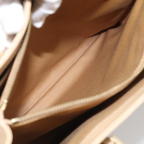 CELINE Tote Bag Leather Beige Gold Auth bs38036