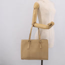 CELINE Tote Bag Leather Beige Gold Auth bs38036-24