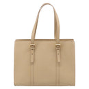 CELINE Tote Bag Leather Beige Gold Auth bs38036-3