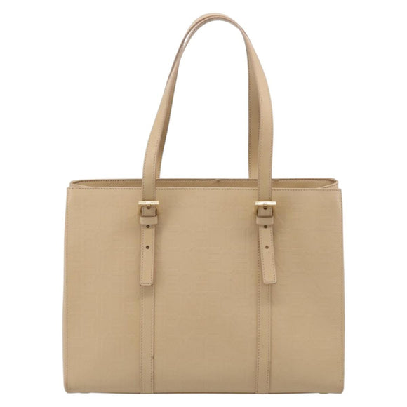 CELINE Tote Bag Leather Beige Gold Auth bs38036