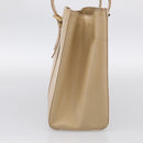 CELINE Tote Bag Leather Beige Gold Auth bs38036-4