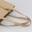 CELINE Tote Bag Leather Beige Gold Auth bs38036-7