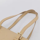 CELINE Tote Bag Leather Beige Gold Auth bs38036-8