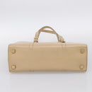 CELINE Tote Bag Leather Beige Gold Auth bs38036-9