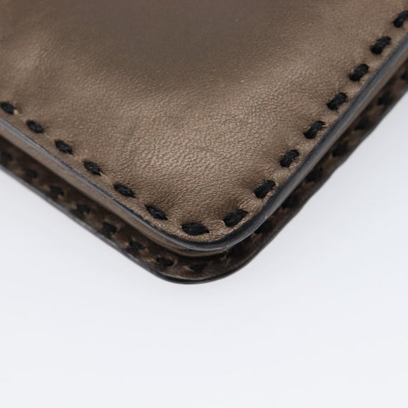 LOEWE Clutch Bag Leather Brown Auth bs38037