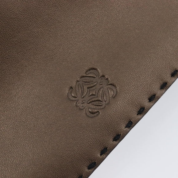 LOEWE Clutch Bag Leather Brown Auth bs38037